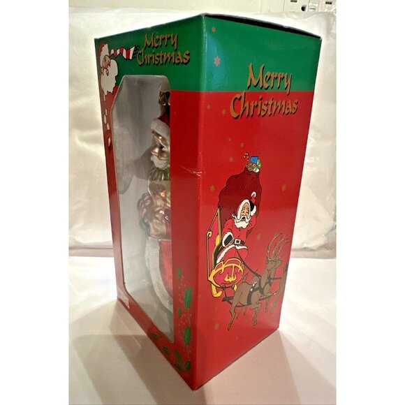 Blown Glass Figural Santa Ornament 5” Holding a Lamb with Nutcracker Soldier NEW - Picture 5 of 6